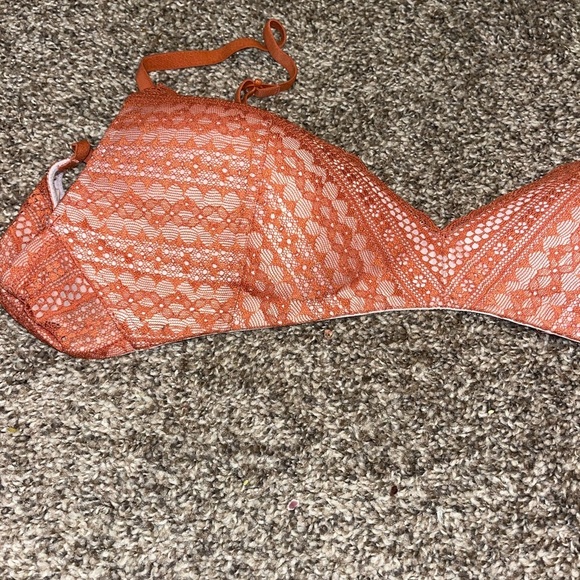 Victorias Secret Body No-wire Bra 36C Wireless Adjustable Lace orange - Picture 2 of 9